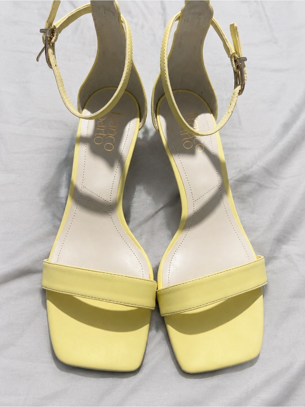 Franco Sarto Pastel Yellow Ankle-Strap Heels